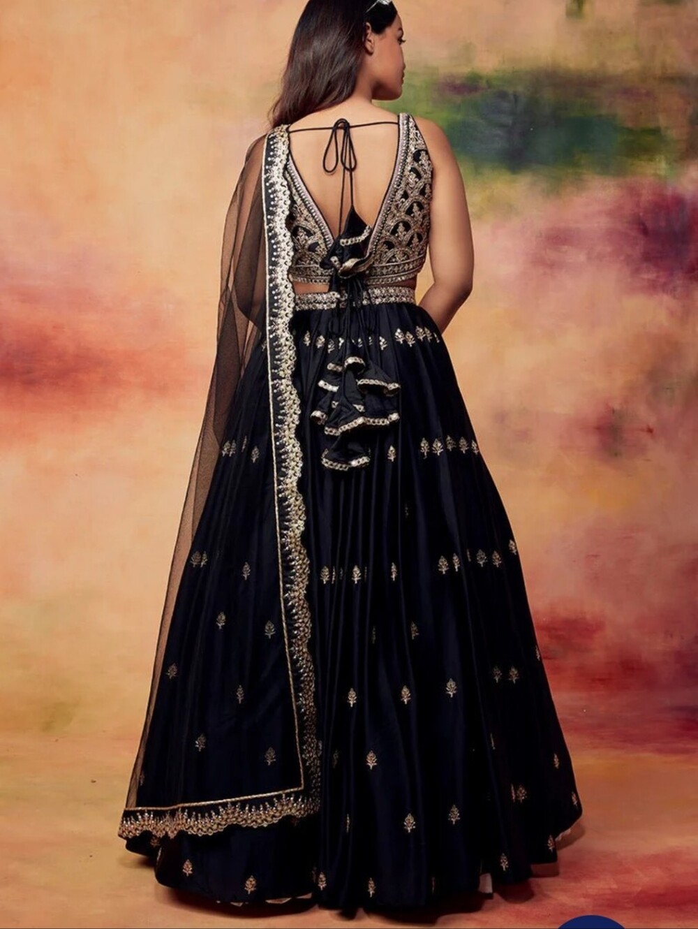 Black Lashkaraa Lehenga, Small, Only Worn Once - Picture 2 of 8